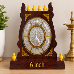 Majestic Peacock Motif Tanjore Art Shield Mementos - 6 inches