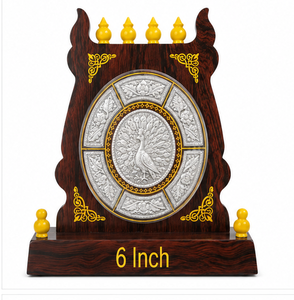 Majestic Peacock Motif Tanjore Art Shield Mementos - 6 inches