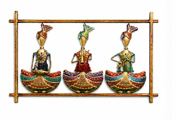 Multicolour Men Sitting Musicians Wall Art