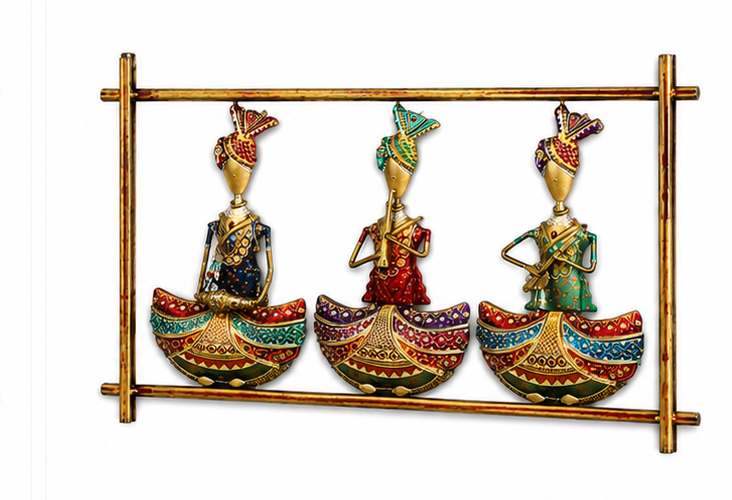 Multicolour Men Sitting Musicians Wall Art