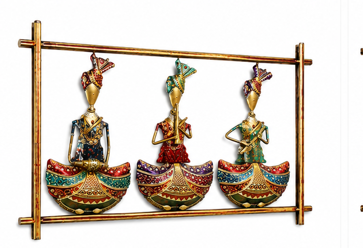 Multicolour Men Sitting Musicians Wall Art