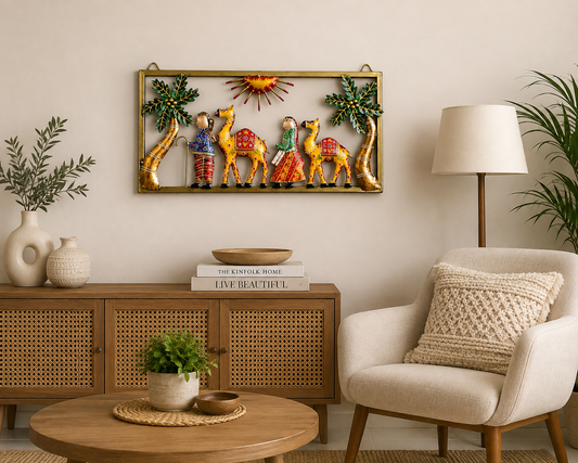 Metallic Camel Frame With Men