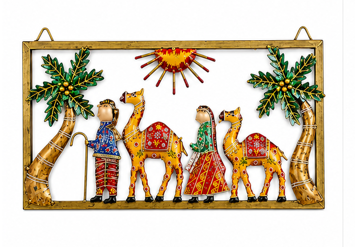 Metallic Camel Frame With Men