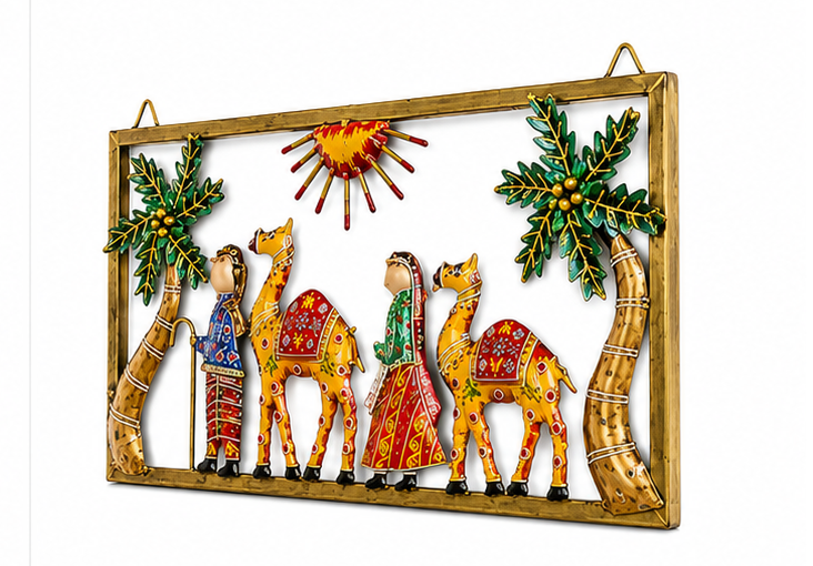Metallic Camel Frame With Men