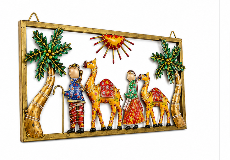 Metallic Camel Frame With Men