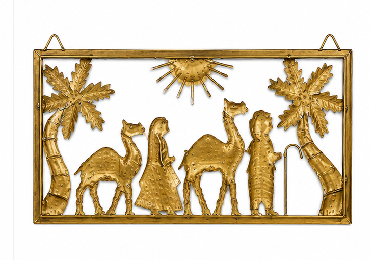 Metallic Camel Frame With Men