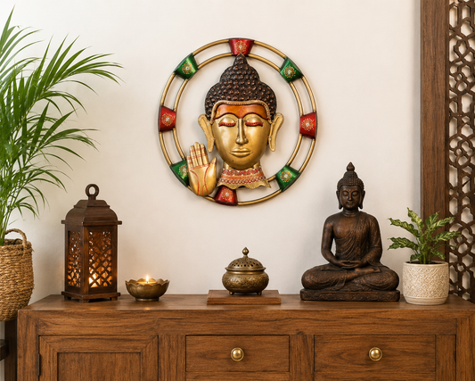 Iron Painted Pipe Round Buddha Frame
