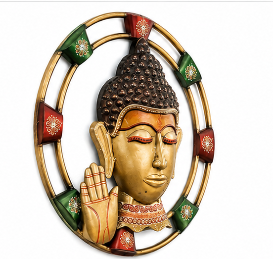 Iron Painted Pipe Round Buddha Frame