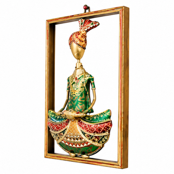 Iron Painted Sitting Sardar Wall Frame Set Of 3