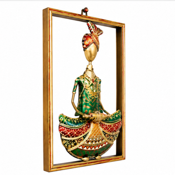 Iron Painted Sitting Sardar Wall Frame Set Of 3