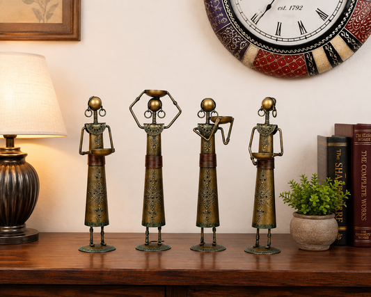 Tribal Lady Farmers Figurines Painted Set Of 4