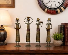 Tribal Lady Farmers Figurines Painted Set Of 4
