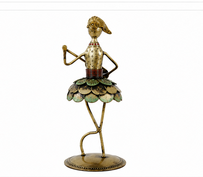 Green Wrought Iron Figurine Set Of 3