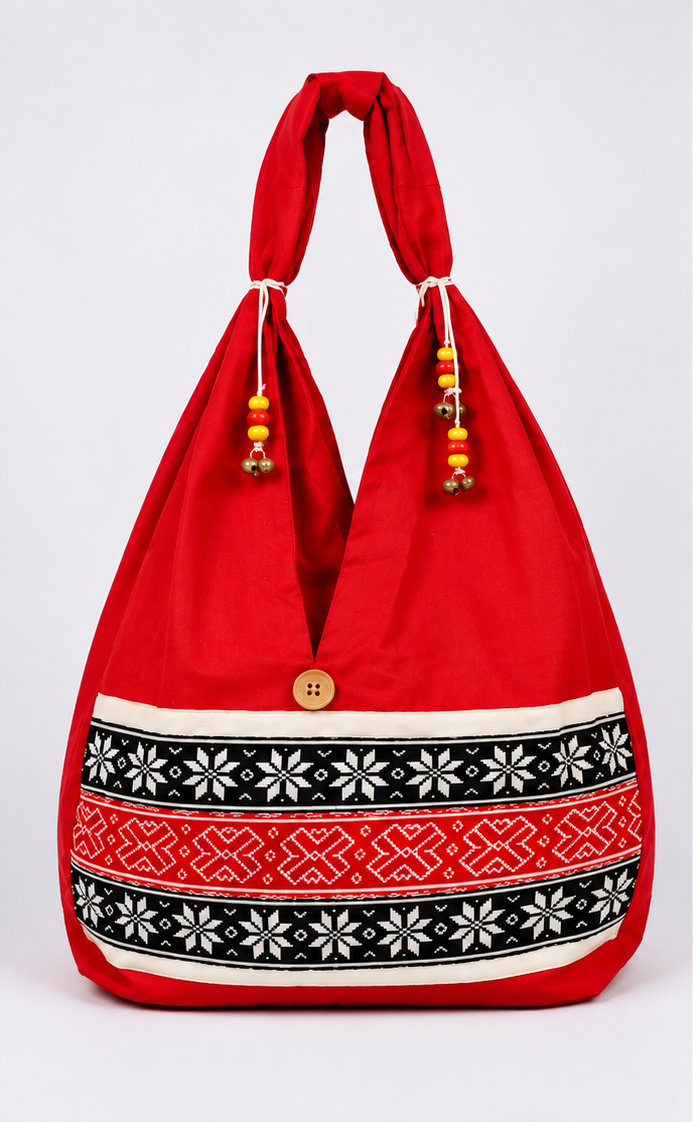 Toda Embroidered Work Bag - Red