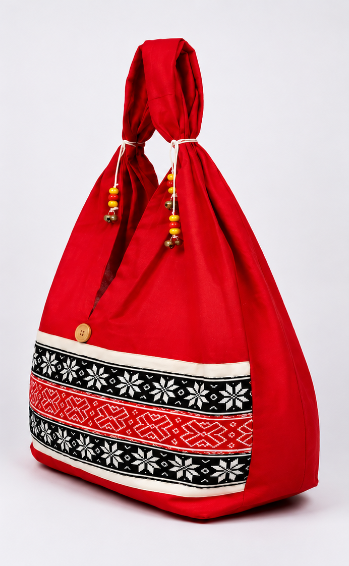Toda Embroidered Work Bag - Red