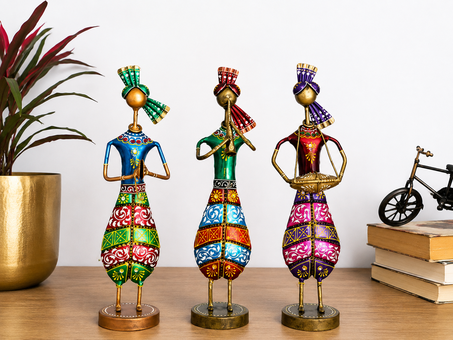 Multicolour Rajasthani Musician Men Set Of 3