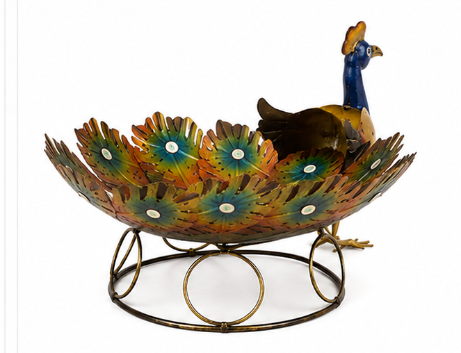Colourful Peacock Iron Bowl