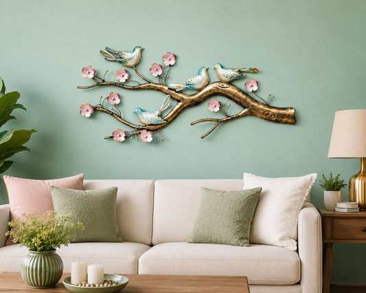 Wrought Iron Birds On Branch Wall Décor