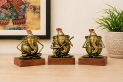 Hand Crafted Ganesha Wooden Set Of 3