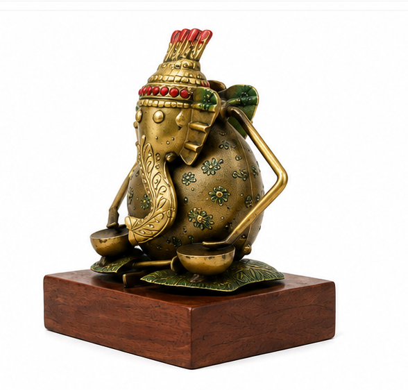 Hand Crafted Ganesha Wooden Set Of 3