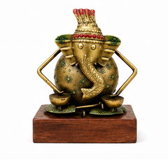 Hand Crafted Ganesha Wooden Set Of 3