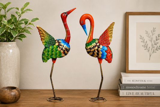 Colourful Bird Figurine Set Of 2