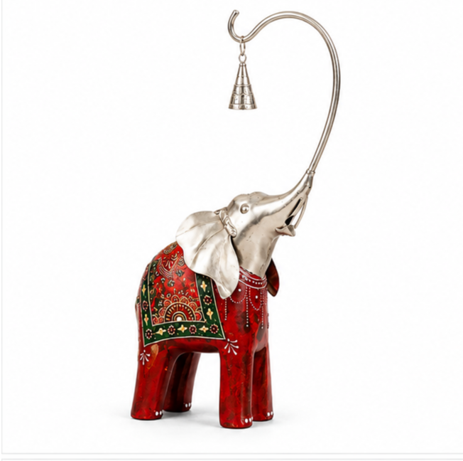 Elephant With Bell Figurine Set of 2