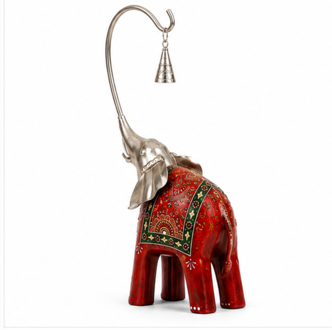 Elephant With Bell Figurine Set of 2