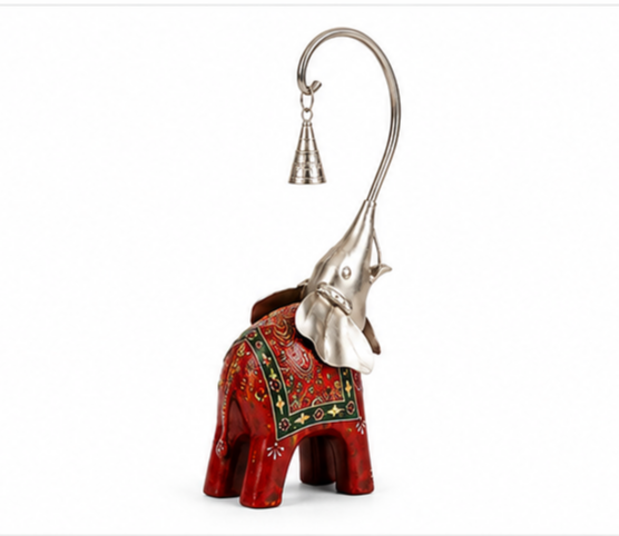 Elephant With Bell Figurine Set of 2