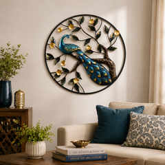 Iron Multicolour Peacock Wall Décor