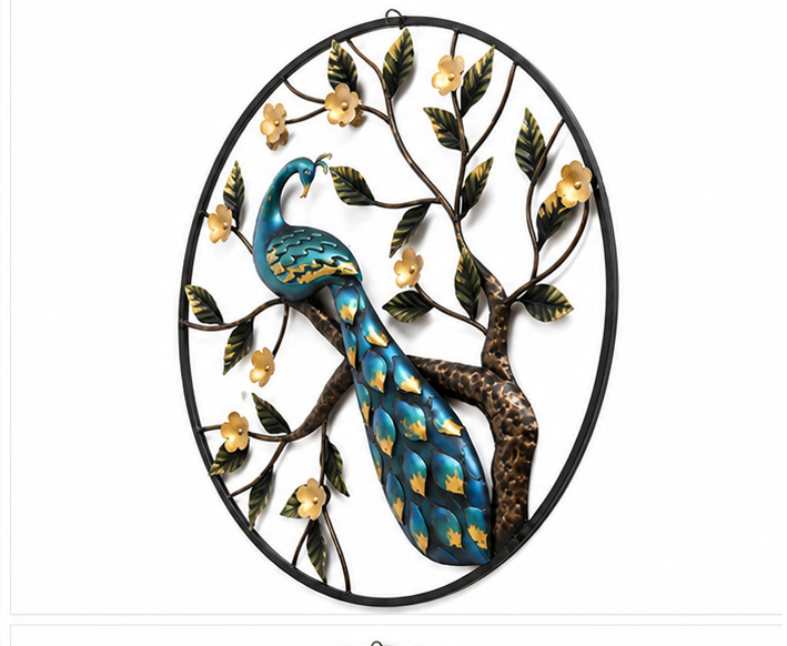 Iron Multicolour Peacock Wall Décor