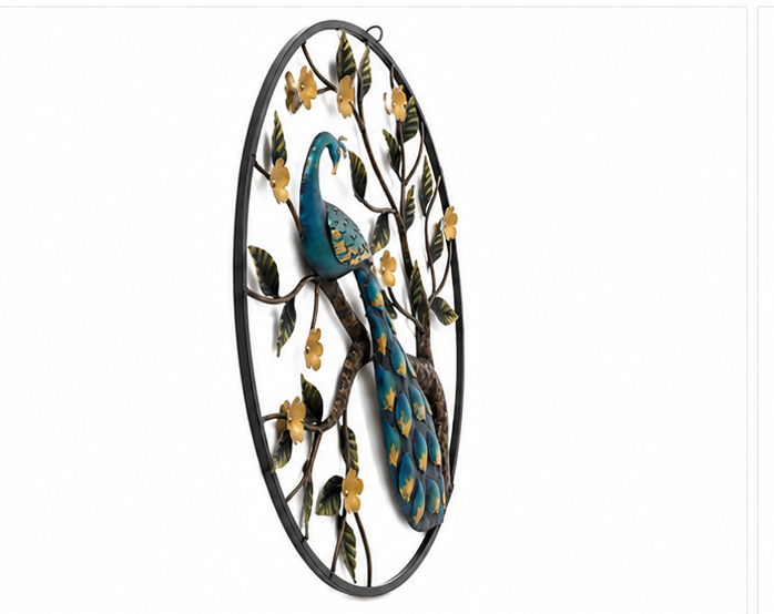 Iron Multicolour Peacock Wall Décor