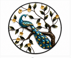 Iron Multicolour Peacock Wall Décor