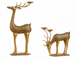 Antique Deer Family With Candle Holder