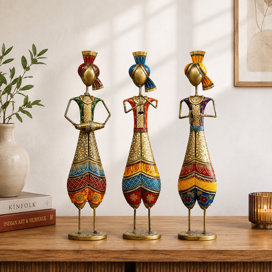 Ancient Art Metal Human Figurine Set Of 3