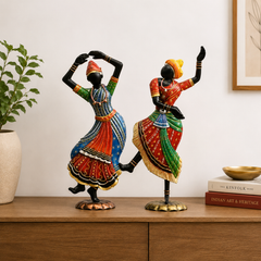 Kathak Dancing Dolls Figurine Set Of 2