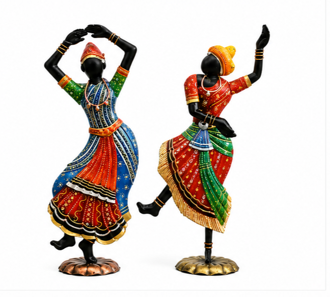 Kathak Dancing Dolls Figurine Set Of 2