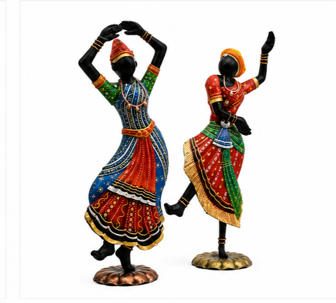 Kathak Dancing Dolls Figurine Set Of 2