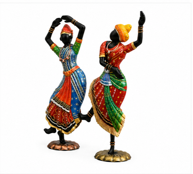 Kathak Dancing Dolls Figurine Set Of 2