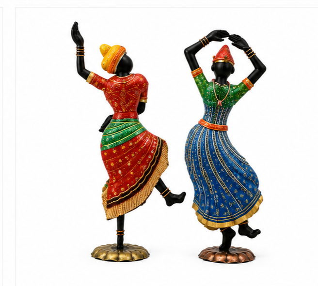 Kathak Dancing Dolls Figurine Set Of 2