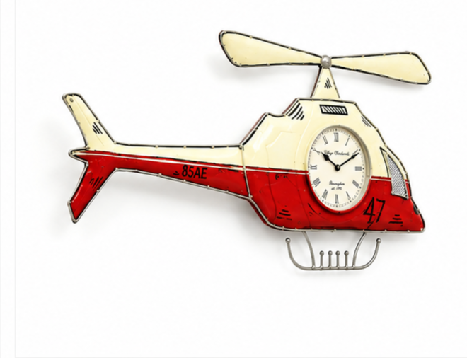 Iron Decorative Helicopter Wall Clock