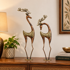 Antique Iron Pair Of Deer Set Of 2