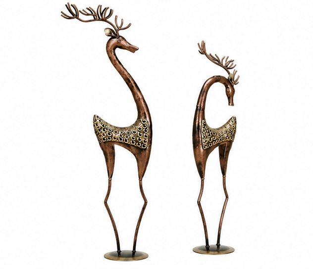 Antique Iron Pair Of Deer Set Of 2