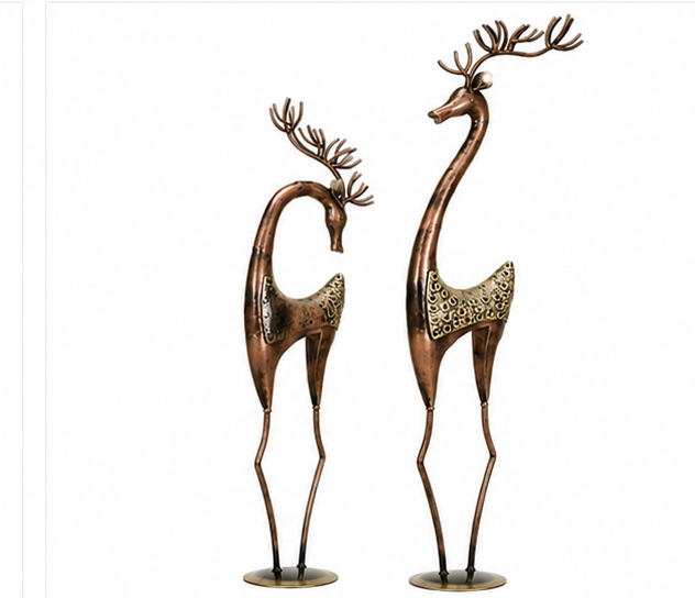 Antique Iron Pair Of Deer Set Of 2