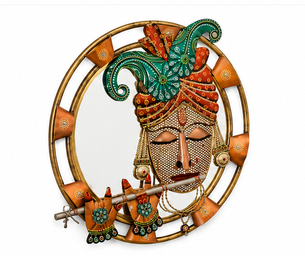 Iron Krishna With Led Metal Wall Art