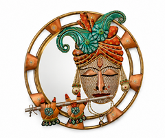 Iron Krishna With Led Metal Wall Art