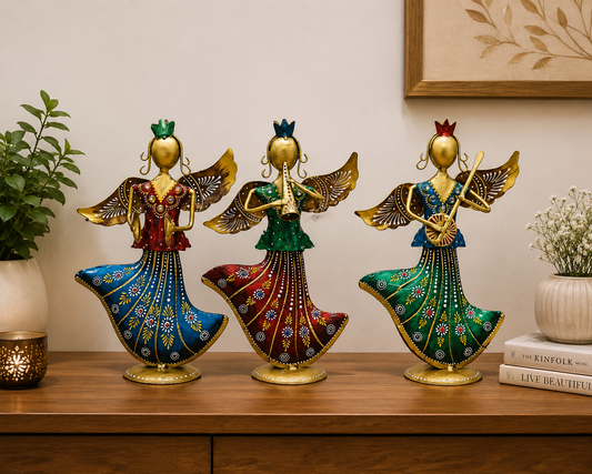 Colourful Metallic Rajasthani Set Of 3 Décor