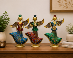 Colourful Metallic Rajasthani Set Of 3 Décor