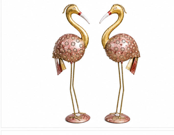 Classic Iron Pair Of Crane T-light Table Décor