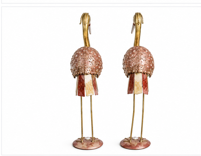 Classic Iron Pair Of Crane T-light Table Décor